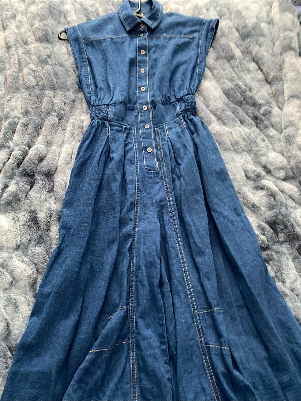 NWT Anthropologie Adjustable Wide Leg Jumpsuit in Denim color. - Picture 2 of 13